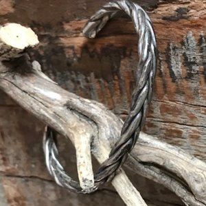 Vintage 80's STERLING SILVER Braided Cuff Bracelet - MARKED